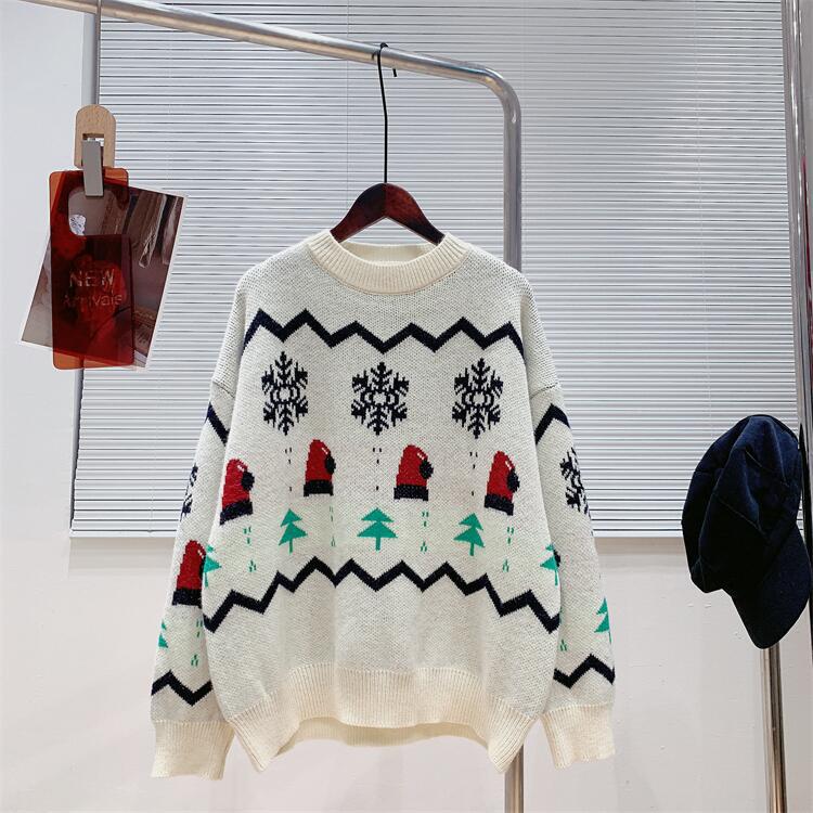 Crew Neck Ugly Knitted Sweater - White.. / One Size