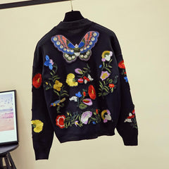 Embroidered Butterfly Floral Sweatshirt And Pants -