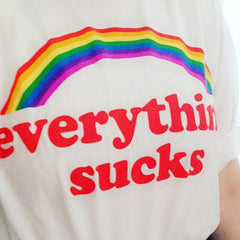 Everything Sucks Rainbow T-shirt - WHITE / S - T-Shirt