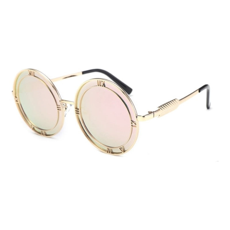 Unisex Rounded Design Sunglasses - Pink Mirror / One Size