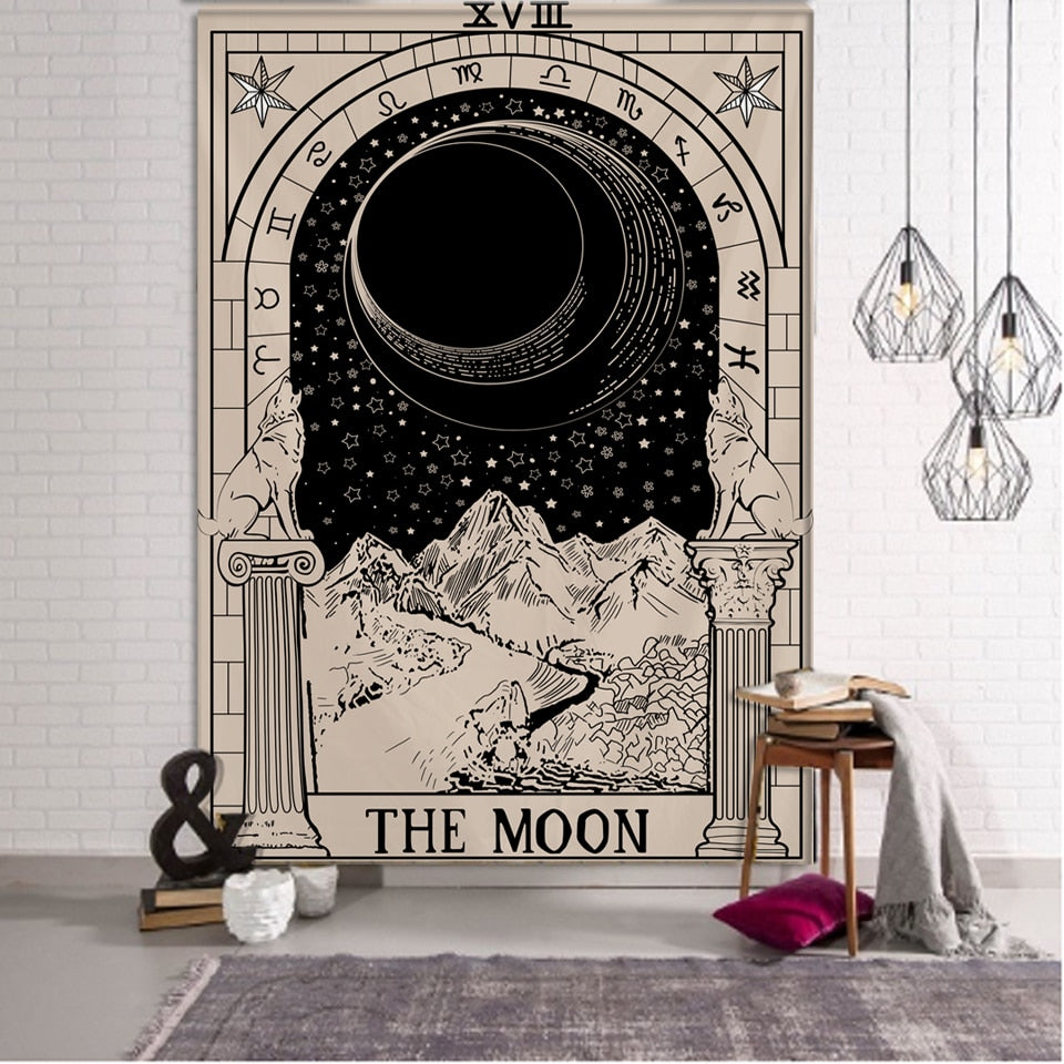 Hanging Astrology Tarot Card Tapestry Wall - J / 95x70cm