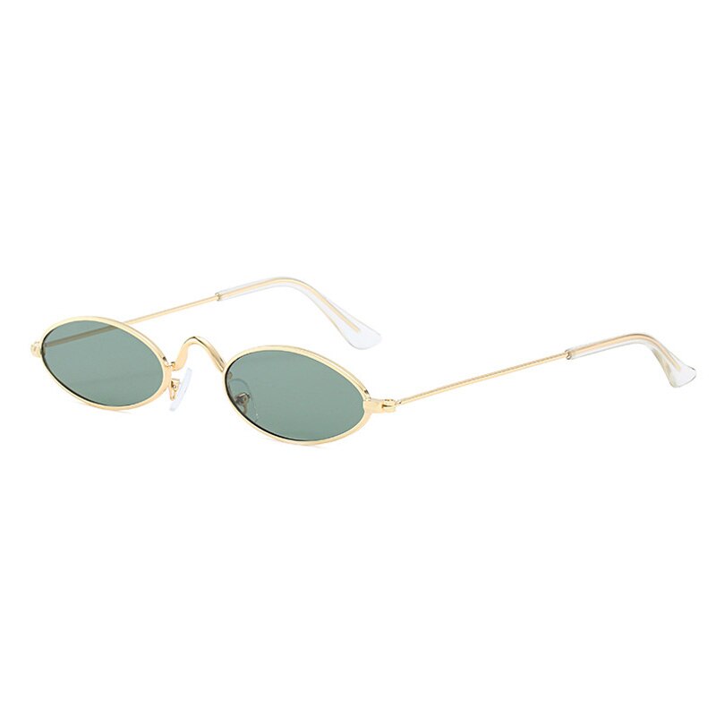 Retro Small Oval Sunglasses - Gold Green