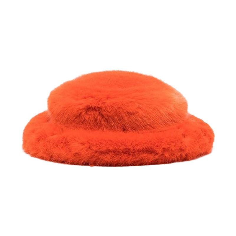 Plush Fluffy Dome Hats - Orange / One Size - Hat