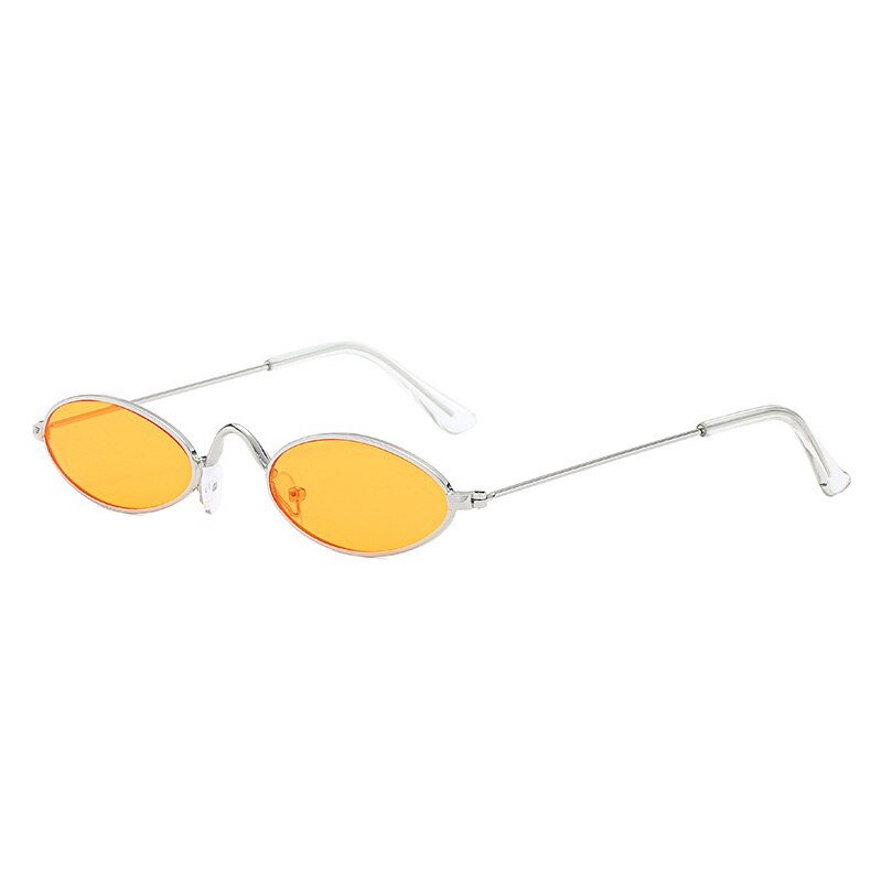 Retro Small Oval Sunglasses - Silver Orange