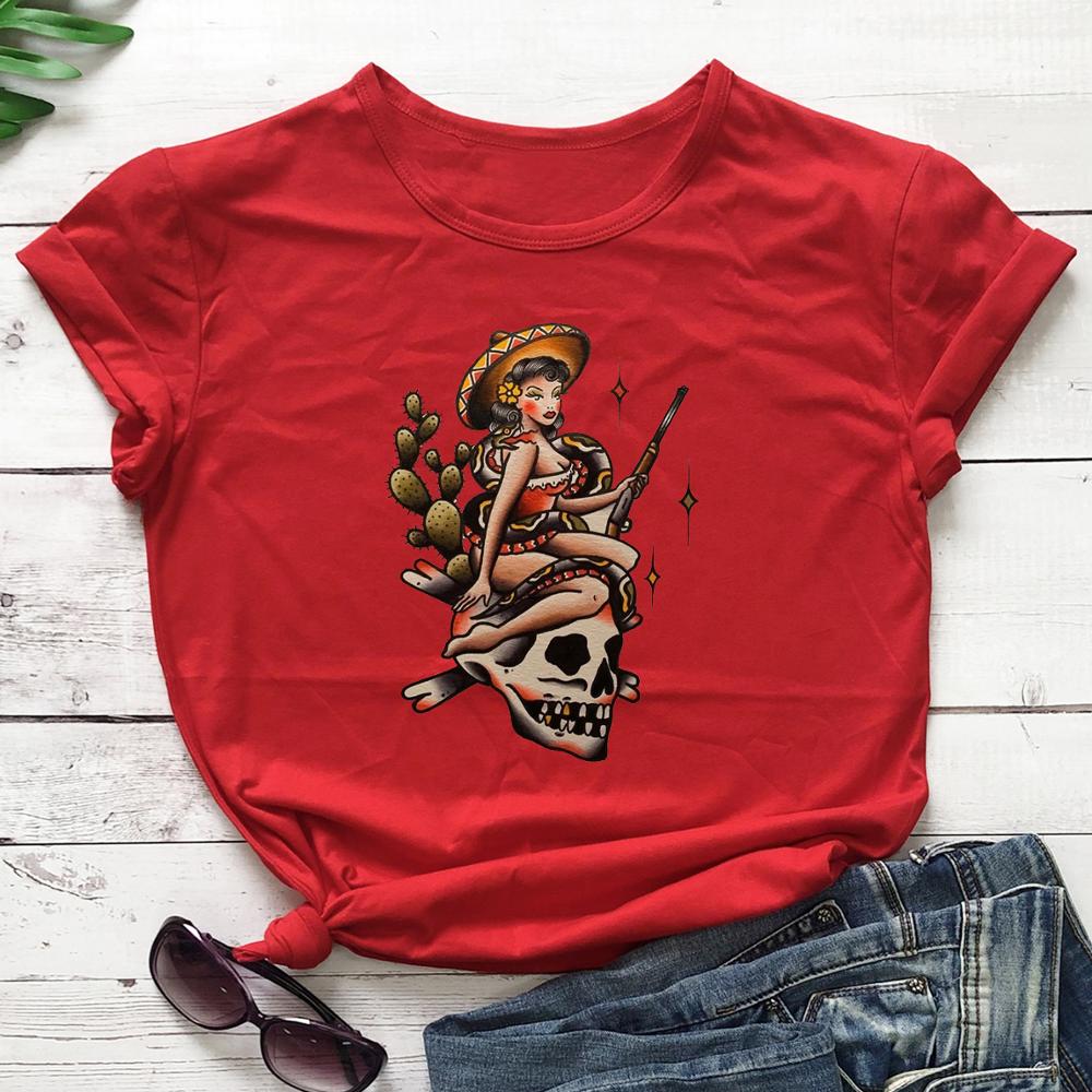 La Valiente Witches Skulls Snake T-Shirt - Red / S