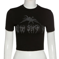 Punk Vintage Spider Black T-shirts - black / S - T-Shirt