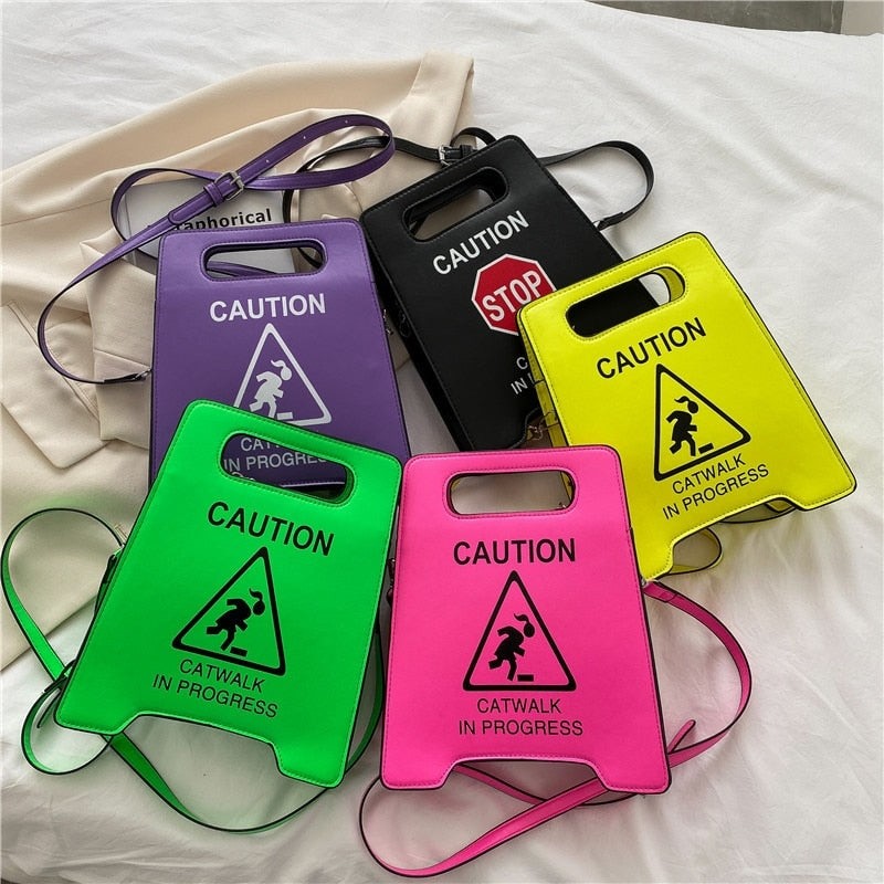 Fluorescence Color Notice Caution Hand-bag - Handbag