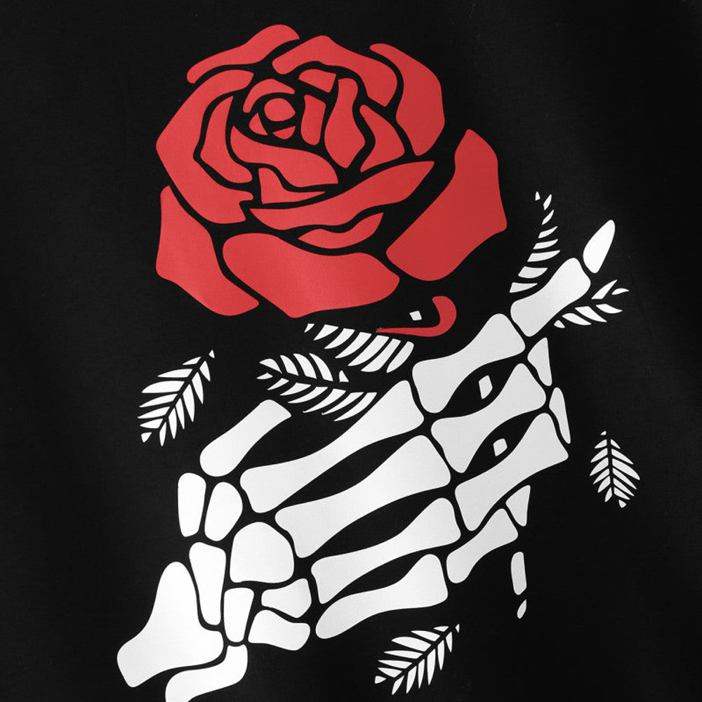 Skeleton Hand and Rose Dark Sweatshirt - SWEATSHIRT