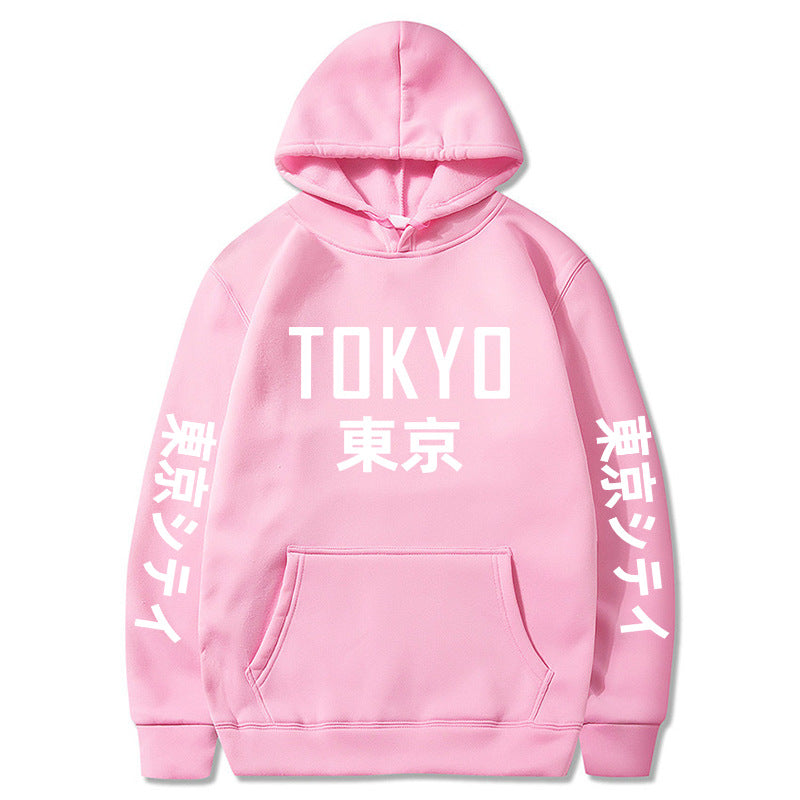 Tokyo Kanji Print Hoodie - Pink / S - Hoodies