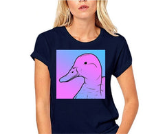 The Duck Vaporwave Women T-Shirt - Blue / S