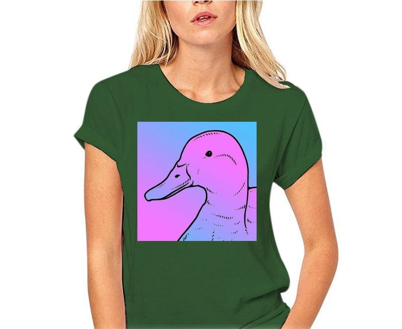 The Duck Vaporwave Women T-Shirt - Green / S