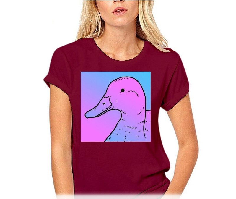 The Duck Vaporwave Women T-Shirt - Wine / S