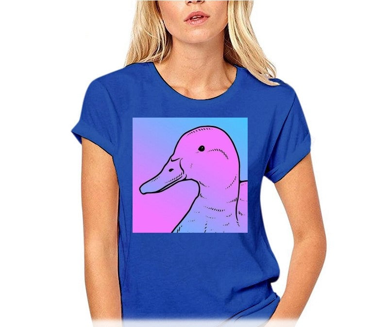 The Duck Vaporwave Women T-Shirt - Sky Blue / S