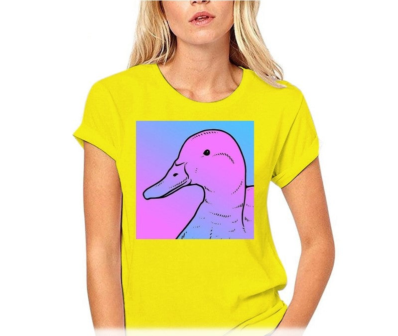 The Duck Vaporwave Women T-Shirt - Yellow / S