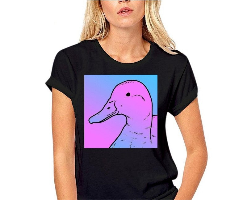 The Duck Vaporwave Women T-Shirt - Black / S