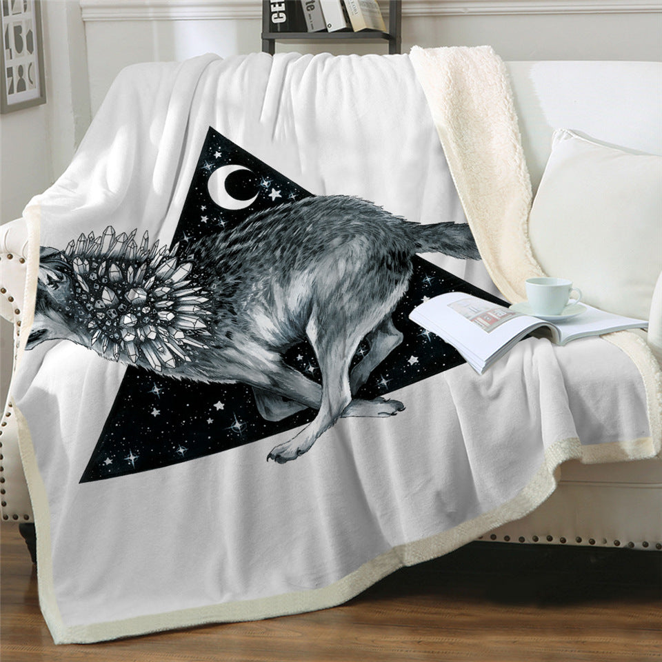 Wolf Running Moon Blanket