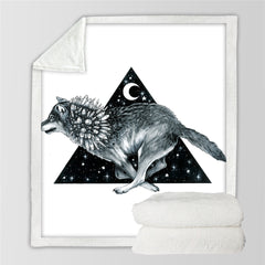 Wolf Running Moon Blanket - 130cmx150cm