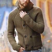Thumbnail for Plus Size Double Breasted Turtleneck Knitted Sweater