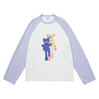 Thumbnail for Patterned Bear Couple Sweatshirt - Purple (T-shirt) / XL -