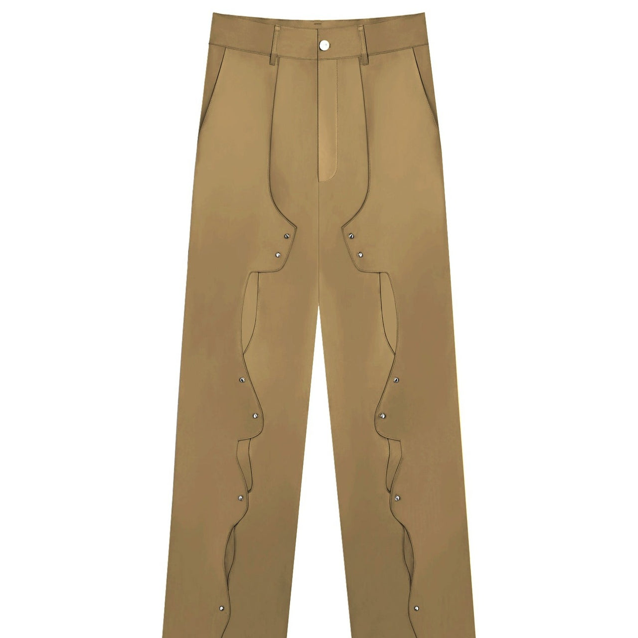 Cuts and Buttons Long Pant - Brown / M - Pants