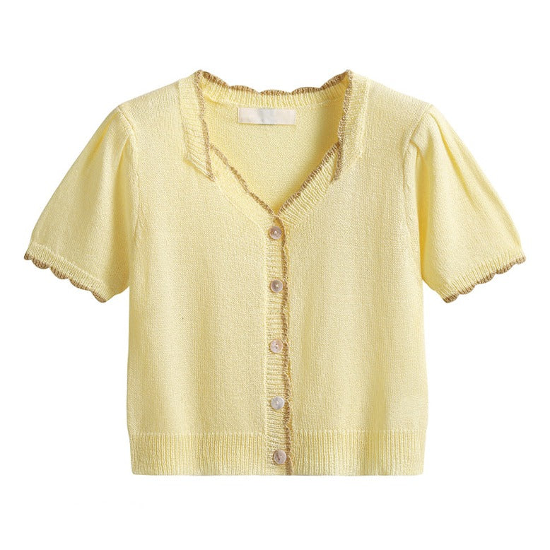 Thick Thread Gentle Lace Top - Yellow / One size