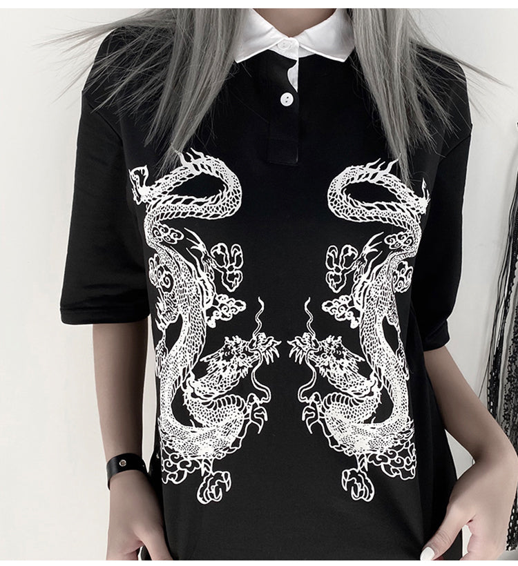 Dark Dragons Tee Dress T-Shirt - Black / S - T-shirts