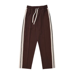 Striped Loose Pants - Brown / L