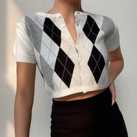 Thumbnail for Rhombus Pattern Knitted Crop Top - crop top