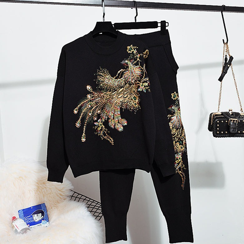 Black Phoenix Harem Pants Sweatshirt 2 Set - XL - Piece
