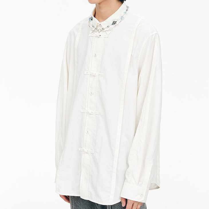 Solid Color Lapel Long Sleeve Shirt