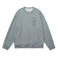 Thumbnail for Embroidery Heart Bear Sweatshirt - Gray / XS