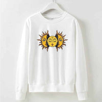 Thumbnail for Solid Color Sun Face Regular Sweatshirt - White / L -
