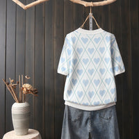Thumbnail for Hearts Round Neck Loose Short Sleeve T-Shirt -