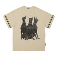 Thumbnail for Doberman Printed Round Neck T-shirt - Beige / M - T-Shirt