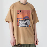 Thumbnail for Printed Short Sleeve T-Shirt - Camel / XL - T-shirts