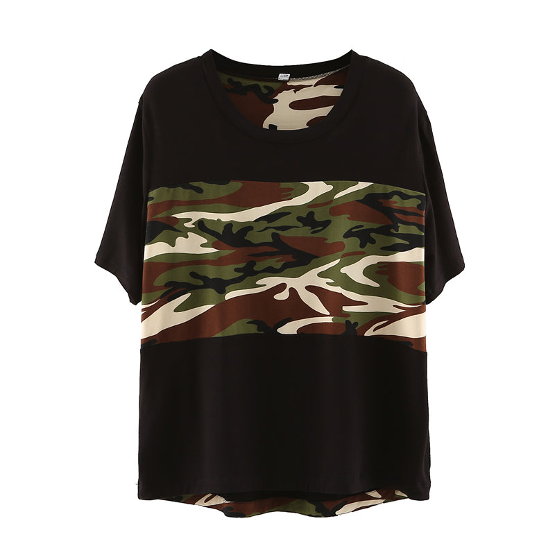 Camouflage Stitching Plus Size T-Shirt