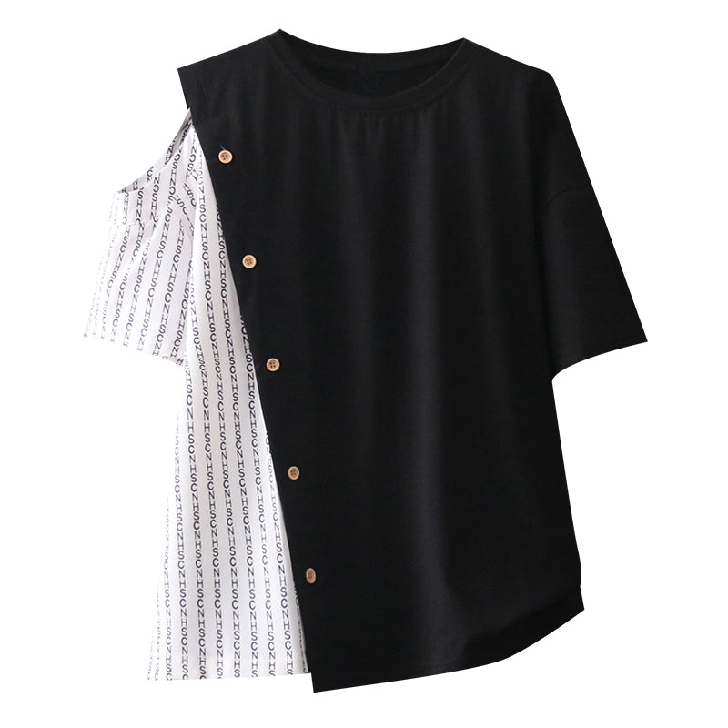 Black And White Loose Short Sleeve T-shirt - T-Shirt
