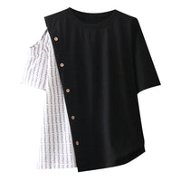 Thumbnail for Black And White Loose Short Sleeve T-shirt - T-Shirt