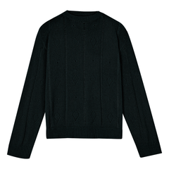 Diamond Hole Hollow Light Long-Sleeved Sweater - Black / XS