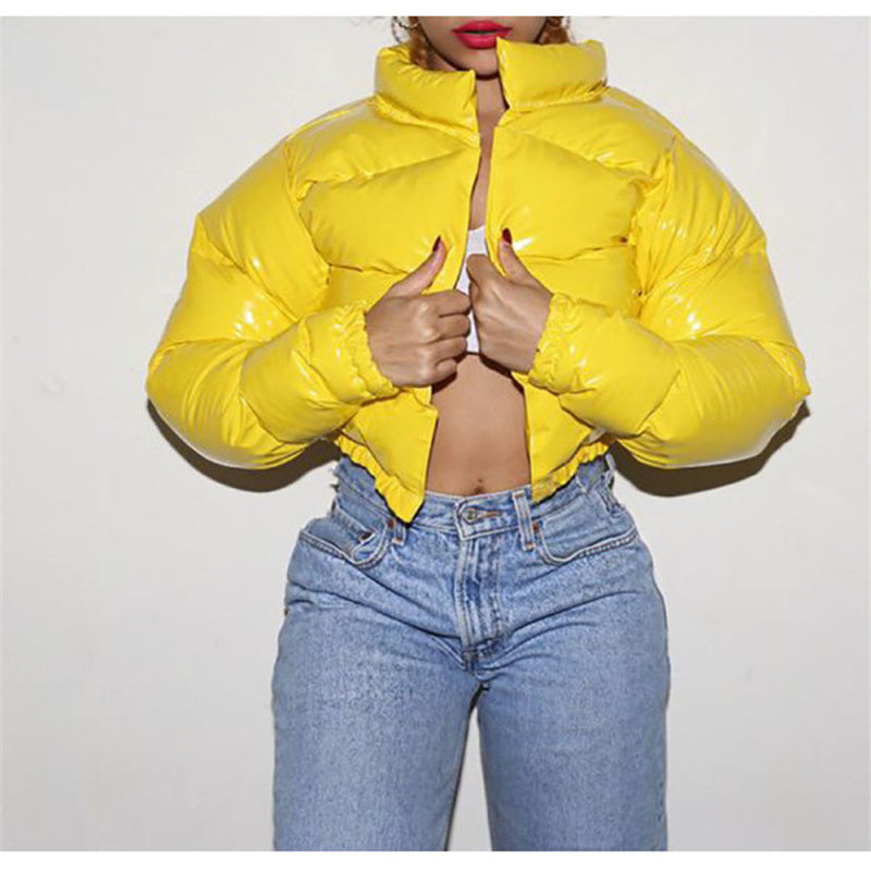 Solid Color Short Cotton Jacket - Yellow / M - Jackets
