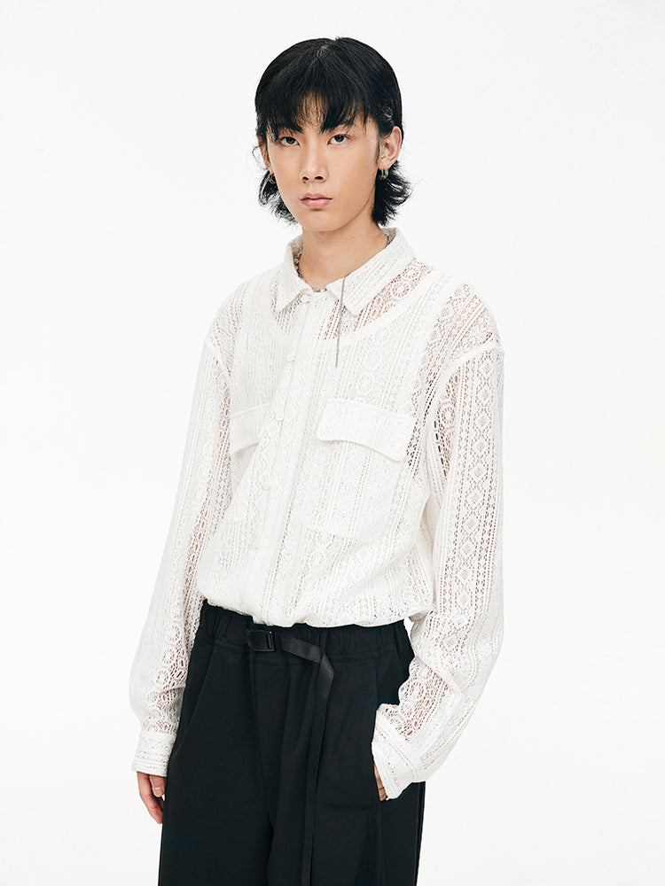 Crochet Lace Long Sleeve Shirt