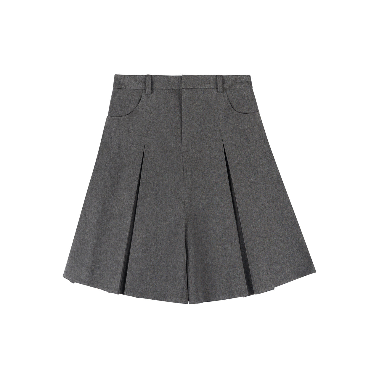 Four-Quarter With Combined Pleats Skirt - Gray / S