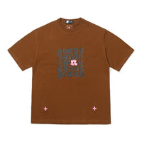 Thumbnail for Letter Embroidery Short-sleeved T-shirt - Brown / S -