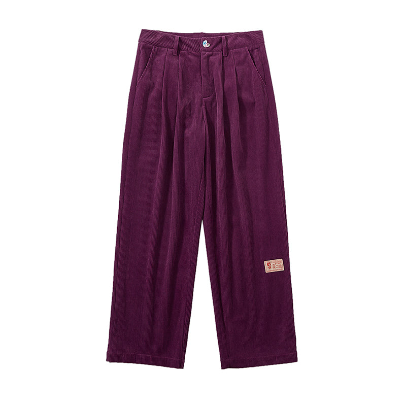 Solid Color Straight Pants - Purple / XS
