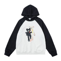 Thumbnail for Patterned Bear Couple Sweatshirt - Black (hooded sweater) /