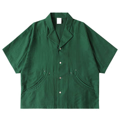 Solid Color Short-Sleeve Shirt - Shirts