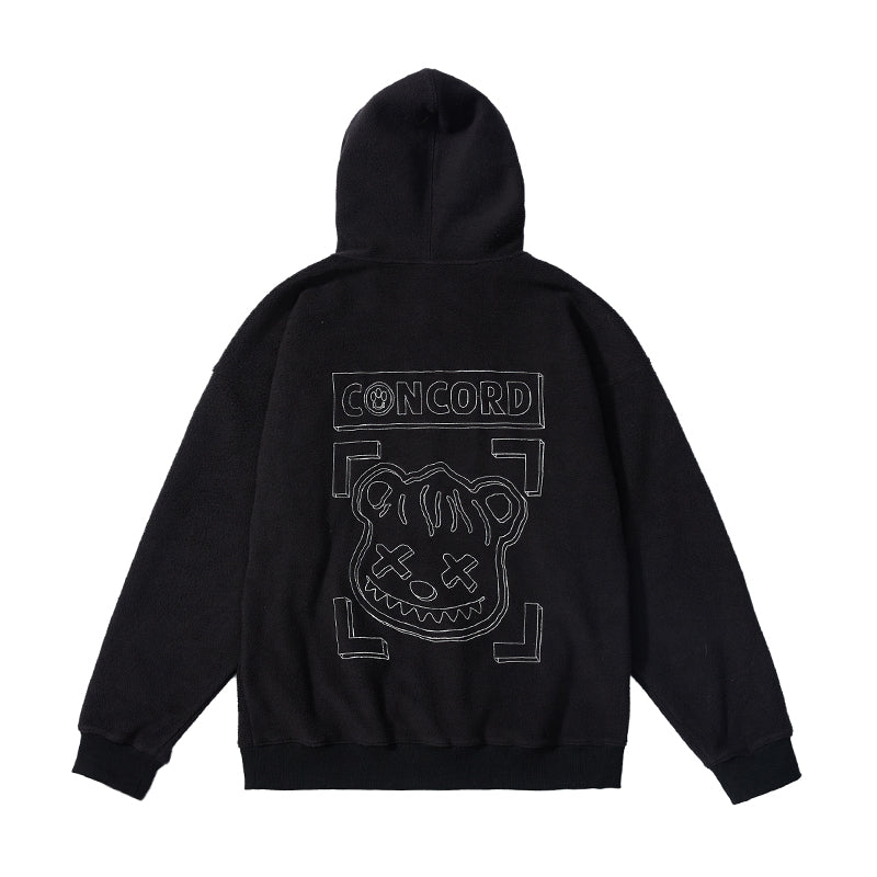 Embroidered Concord Bear Hoodie - Black / XL