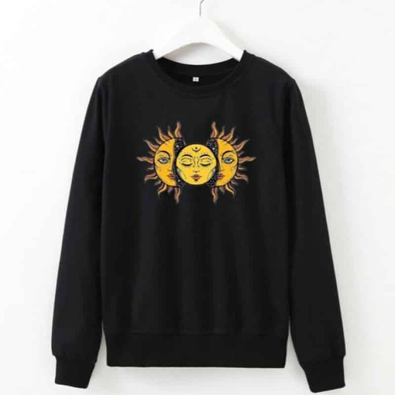 Solid Color Sun Face Regular Sweatshirt - Gray / S -