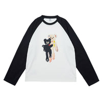 Thumbnail for Patterned Bear Couple Sweatshirt - Black (T-shirt) / S -