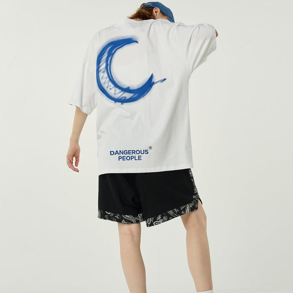 Printed Moon Short Sleeve T-shirt - T-Shirt